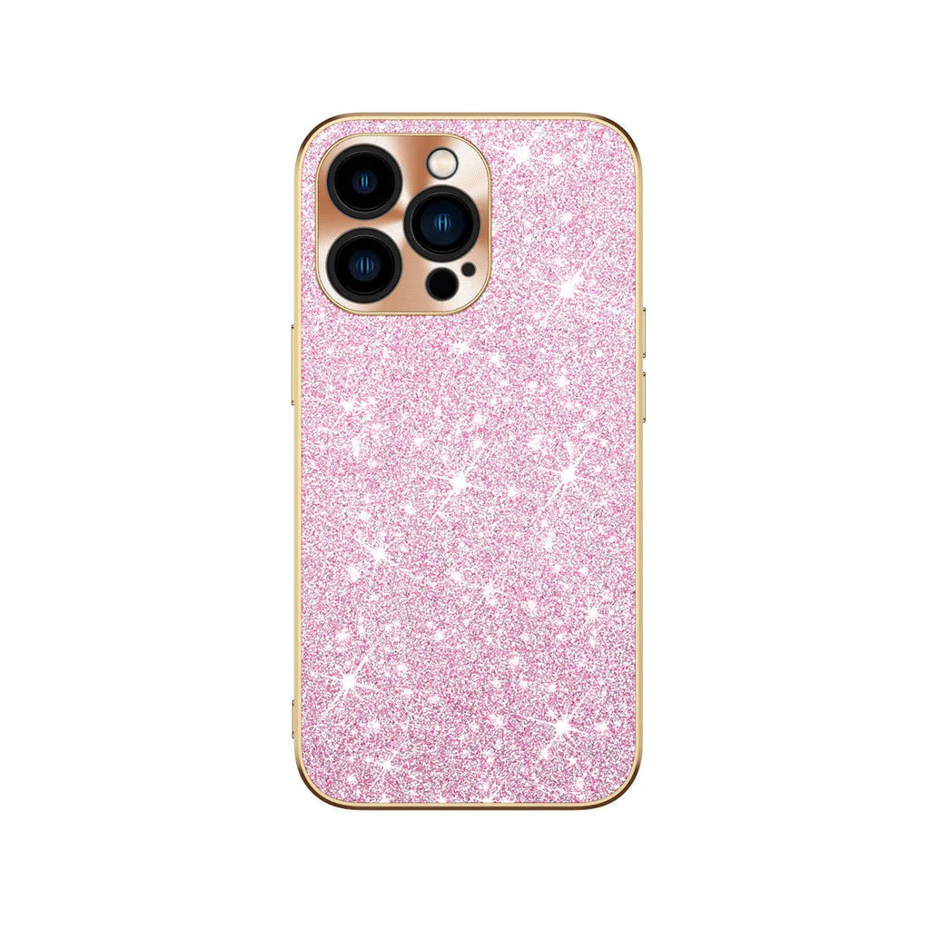 Electroplated star diamond glitter phone case with metal CD pattern for iPhone in Violet