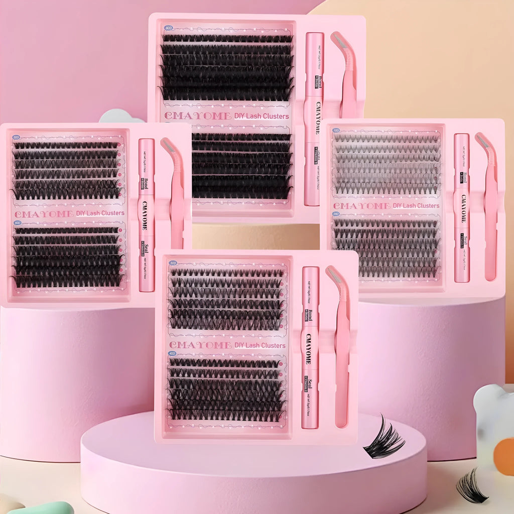 DIY single cluster individual false eyelashes in natural thick mixed split type style