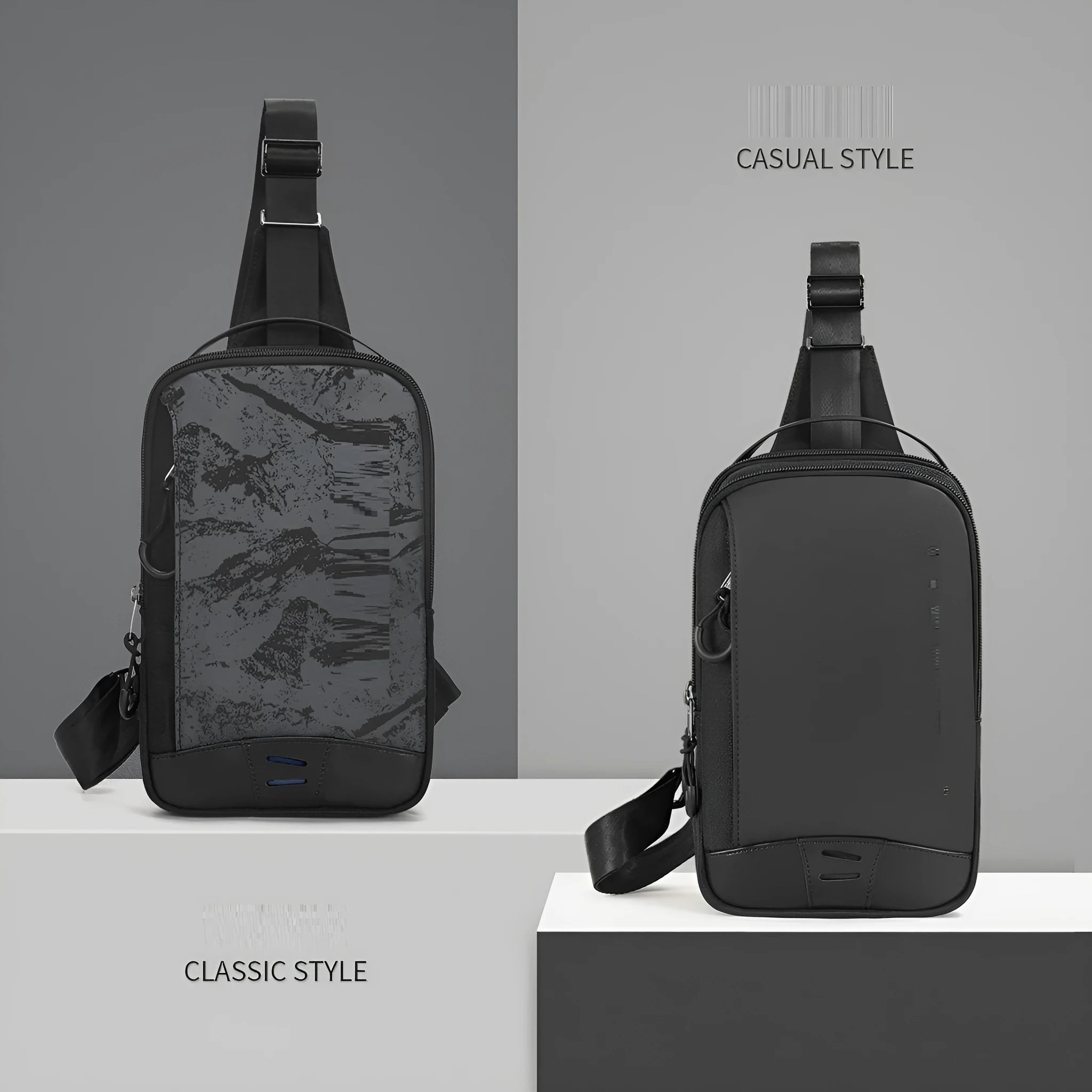 Casual black TPU camouflage pattern chest bag with single shoulder strap and soft handle