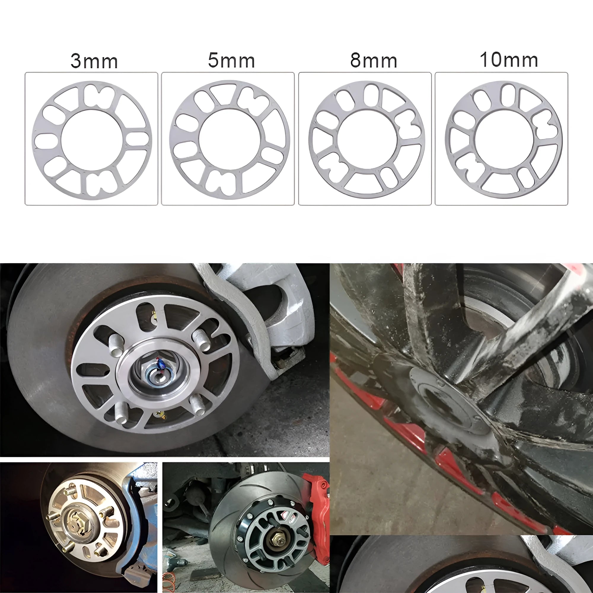 Hub-centric metal wheel spacer gasket for automotive modification in various thicknesses