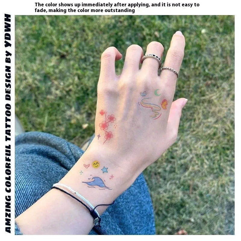 Butterfly sun moon geometric tattoo sticker for shoulder or clavicle placement