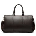 Men's large leather excursion bag with shoulder strap in black or coffee colour