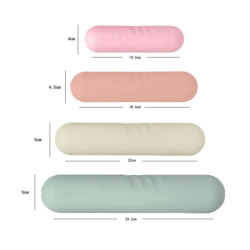 Silicone-edged hand-drawn dumbbell stick in selected colour and weight for non-slip fitness workouts.