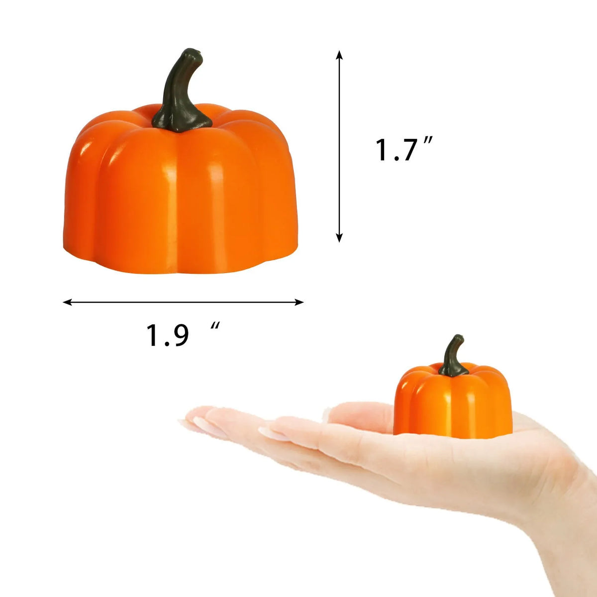 Yellow LED pumpkin light 4.9 x 4.3 cm PP injection moulded 12 pack for Halloween and Christmas