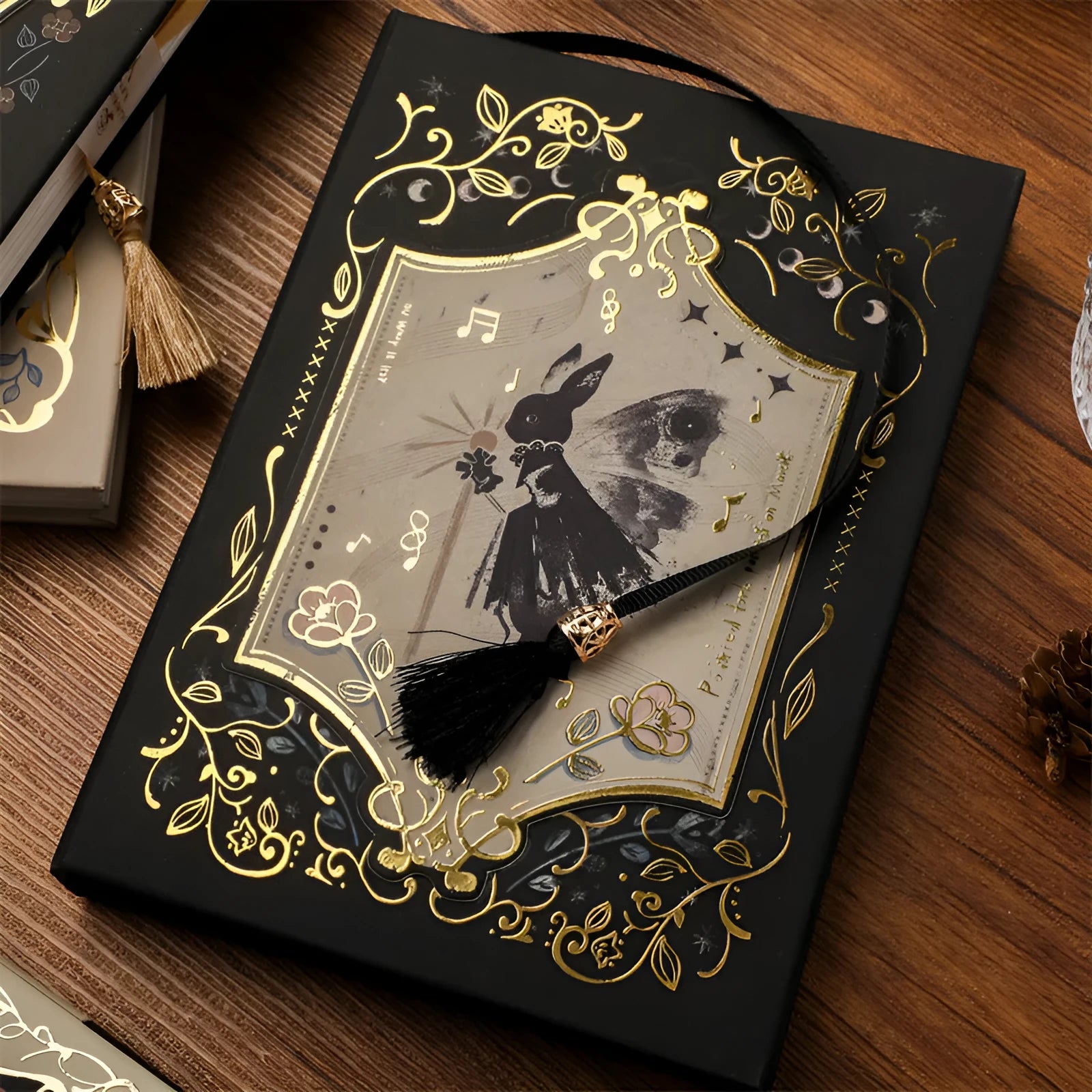 Retro Art THALO Gothic Style Notebook A5 with original wood pulp pages and animal design cover