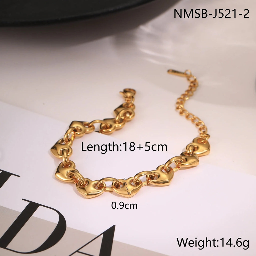 Women's hollowed-out heart bracelet in stainless steel with 18K gold-plating