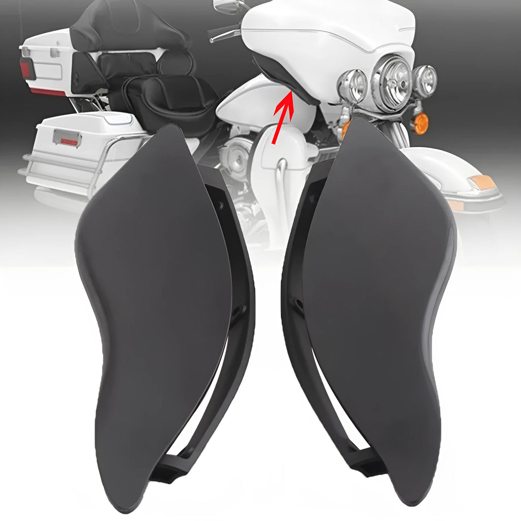 ABS windshield side wing set for Harley glide three-wheel motorcycles in black or smoked colour