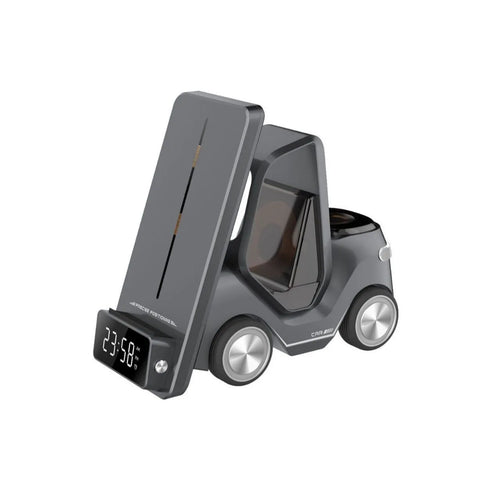 A 15W wireless fast charging bracket for phones in orange, showing its angled design and Type-C port.