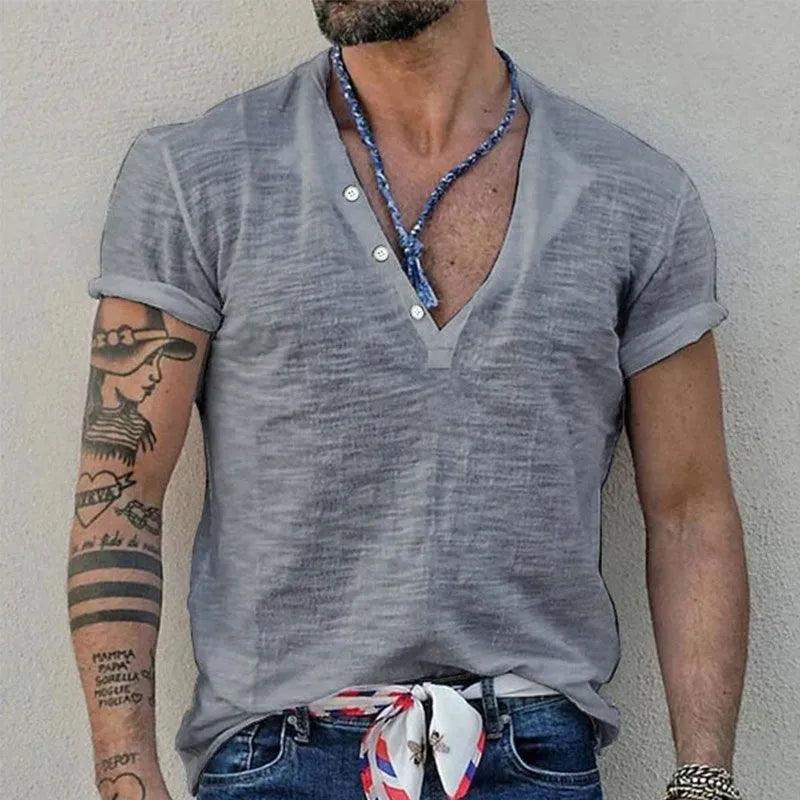 Men's casual solid colour slim-fit short sleeve t-shirt in polyester, colour option shown