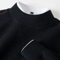 Men's wavy pattern stand collar pullover jacket in polo cotton lay flat