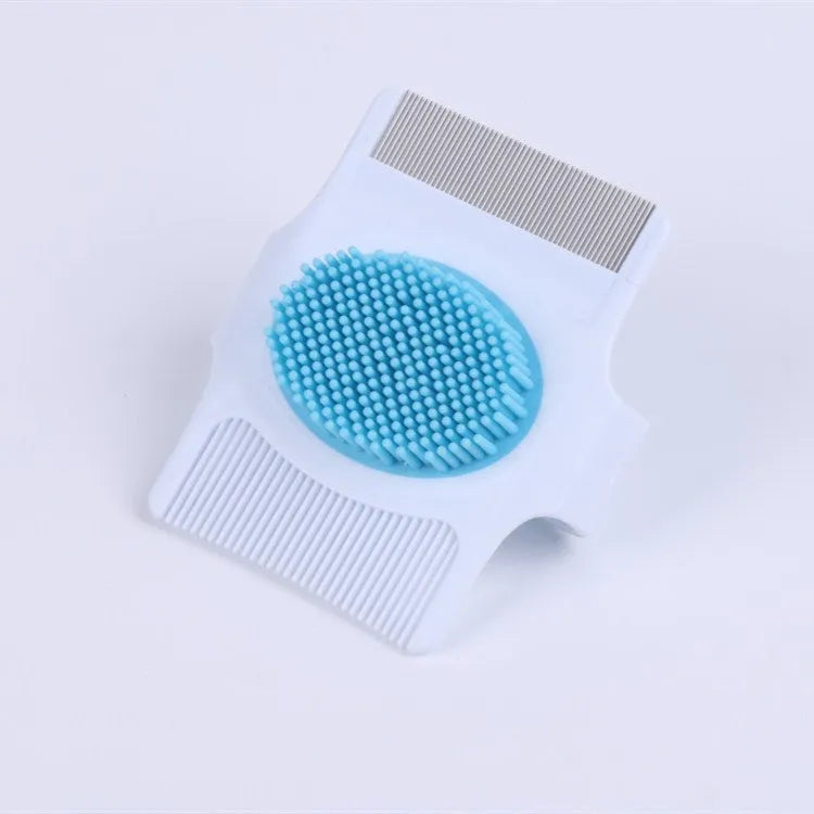 Blue and green multifunctional pet grooming comb with floating hair removal and massage functions