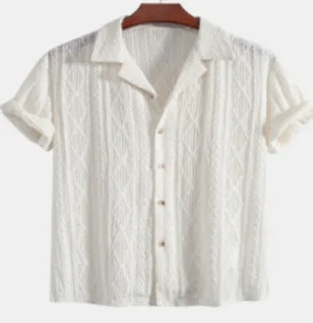 Men's casual loose cardigan in polyester with short sleeves showing solid colour options