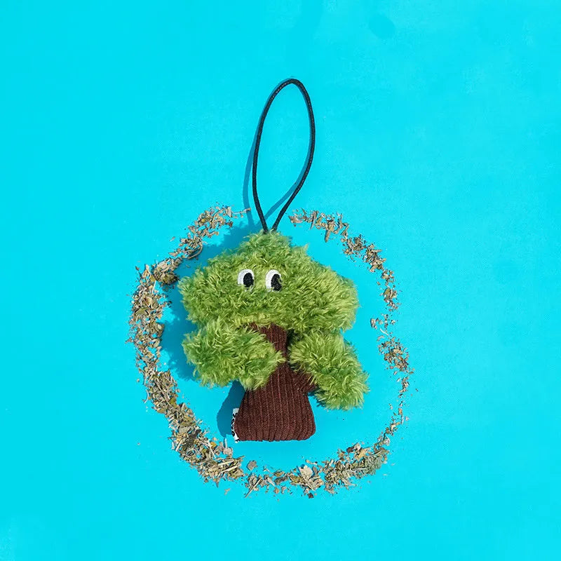 Pine tree shaped cat toy bag pendant with cat mint filling in three size options