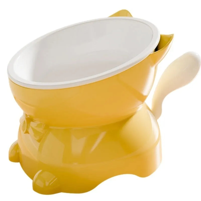 Stainless steel oblique cat bowl with anti-fall base in selected colours.