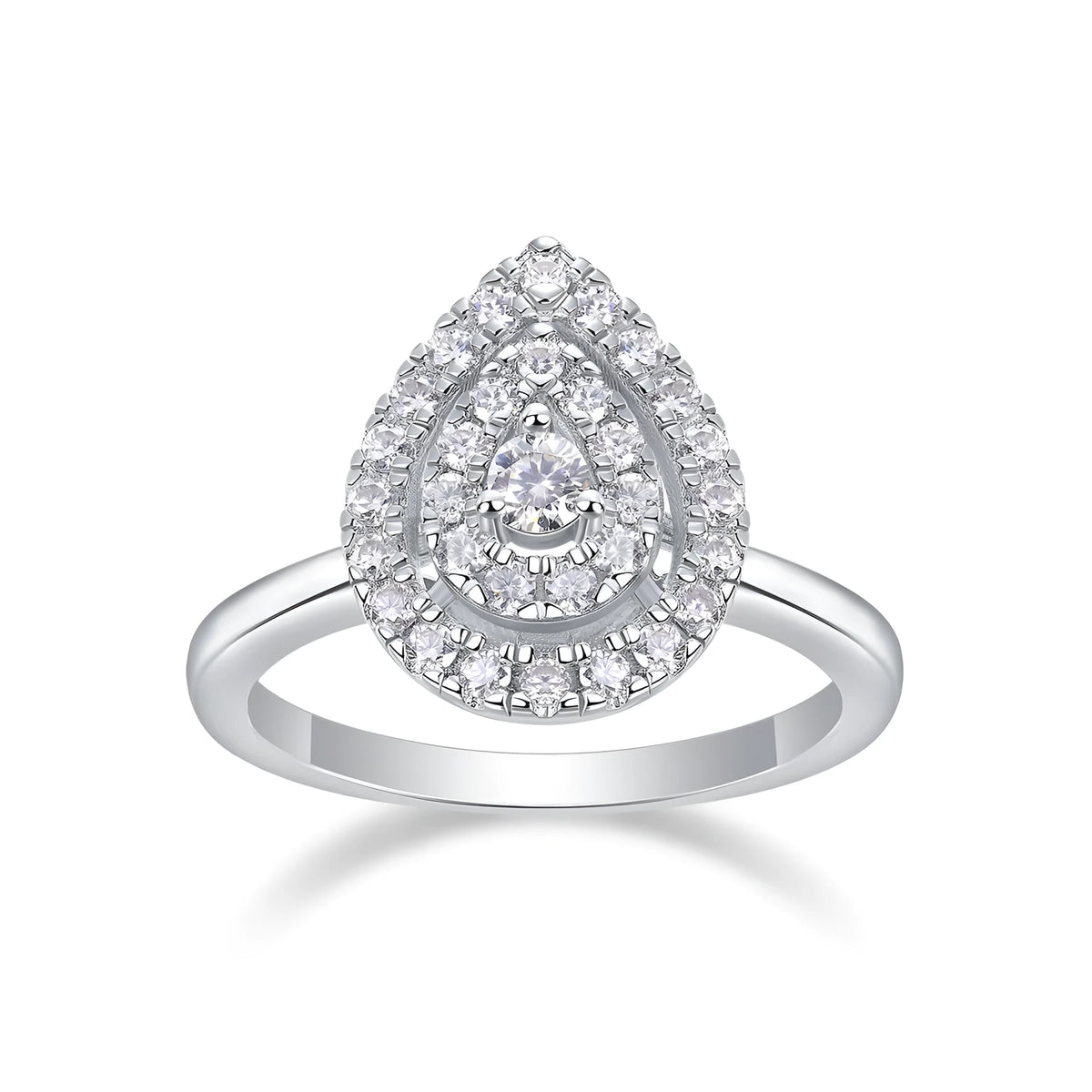 Gold-plated S925 silver wedding ring set with moissanite stone in gift box, sizes 5 to 9
