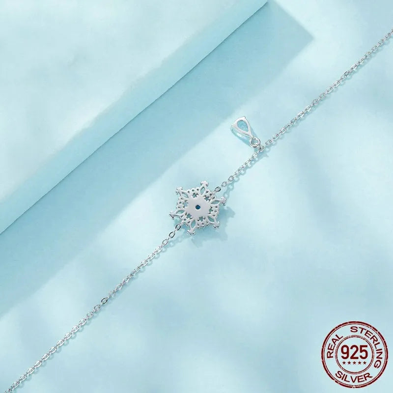 Snowflake S925 sterling silver ice flower bracelet for women, electroplated, colour SCB263