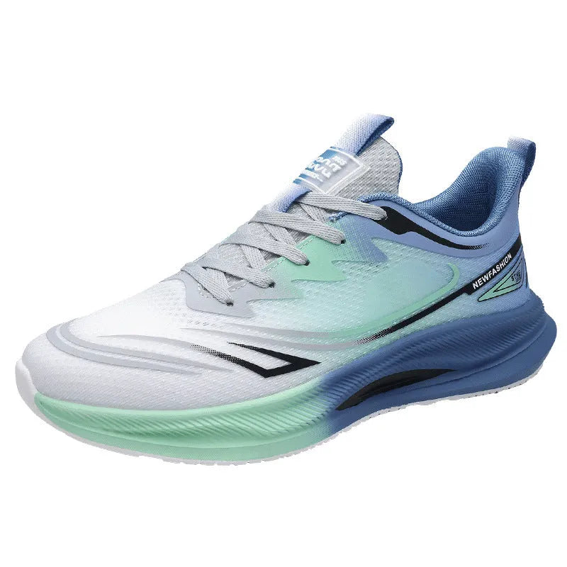 Men's low-top casual trainers in blue with a breathable mesh upper and rubber sole.
