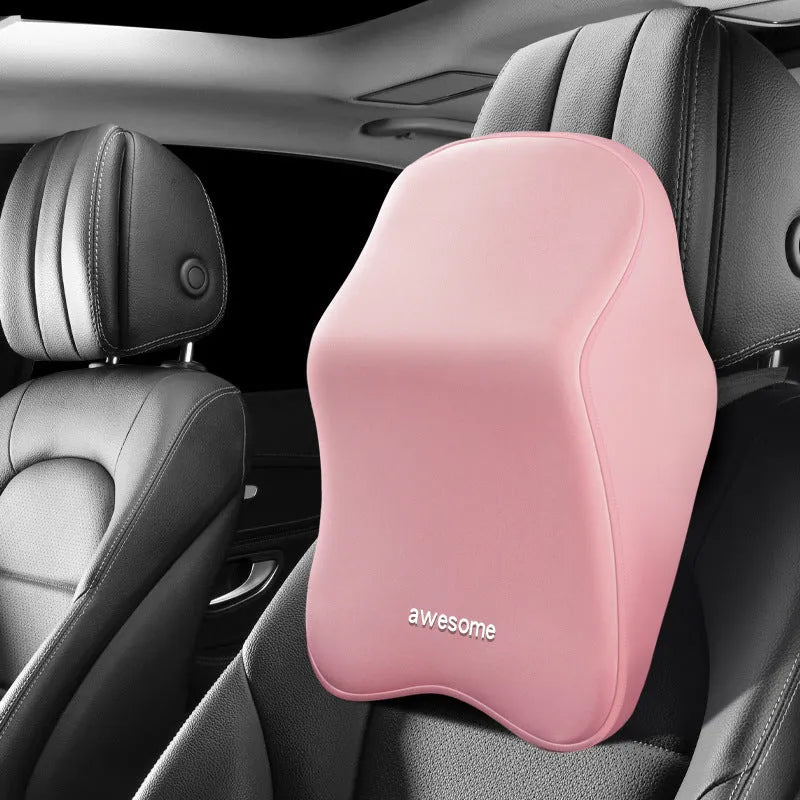 Memory foam car lumbar pillow with geometry pattern in colour options including black, grey, green and pink