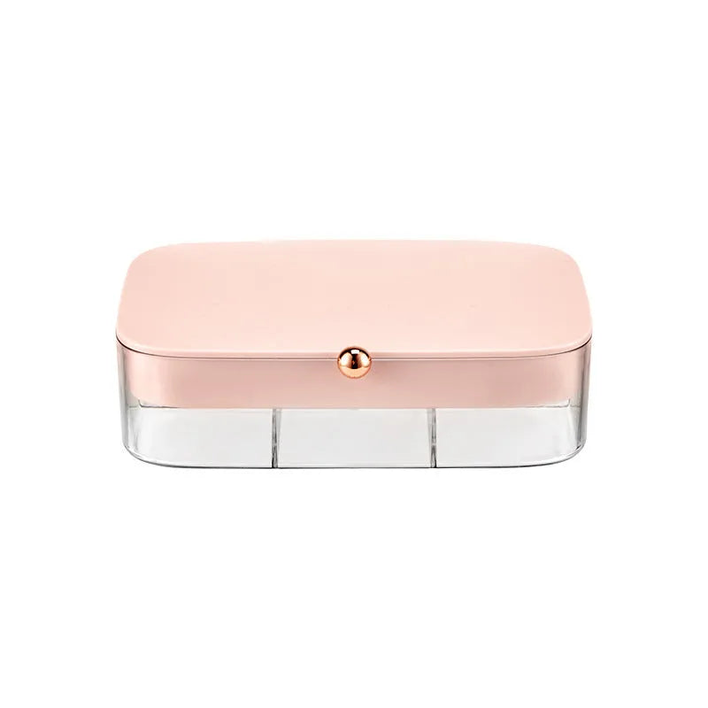 Green modern minimalist multi-layer jewelry storage box with internal compartments.