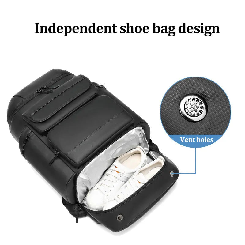 Black leisure outdoor backpack with 55cm height waterproof Niujin textile fabric