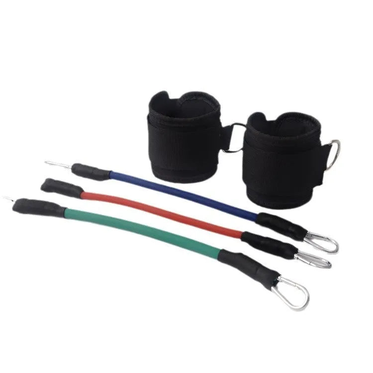 Black taekwondo leg training pull rope set with resistance bands for explosive force development