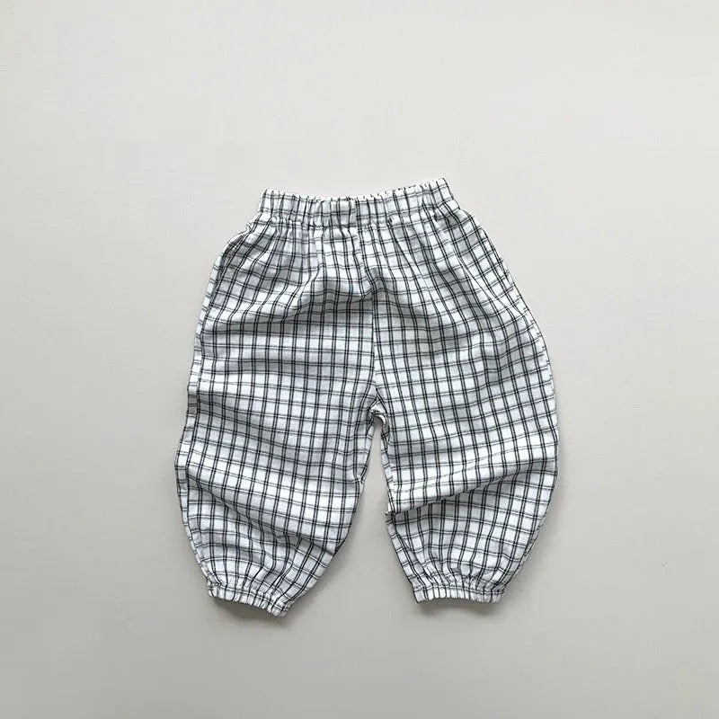 Children's anti mosquito pants in apricot gray, cotton summer thin outerwear for boys and girls