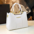 Fashion print light luxury vertical square handbag in black PU with zipper