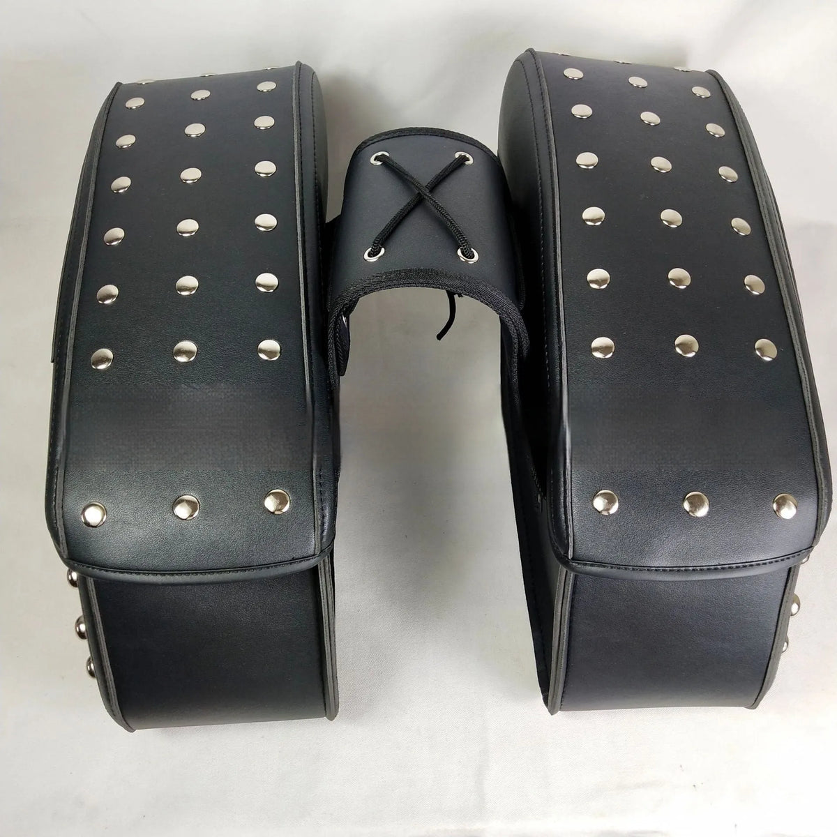 Black leather motorcycle hanging box pannier bag, 43 x 15 x 26 cm, single side bag for Cruiser Prince universal fit
