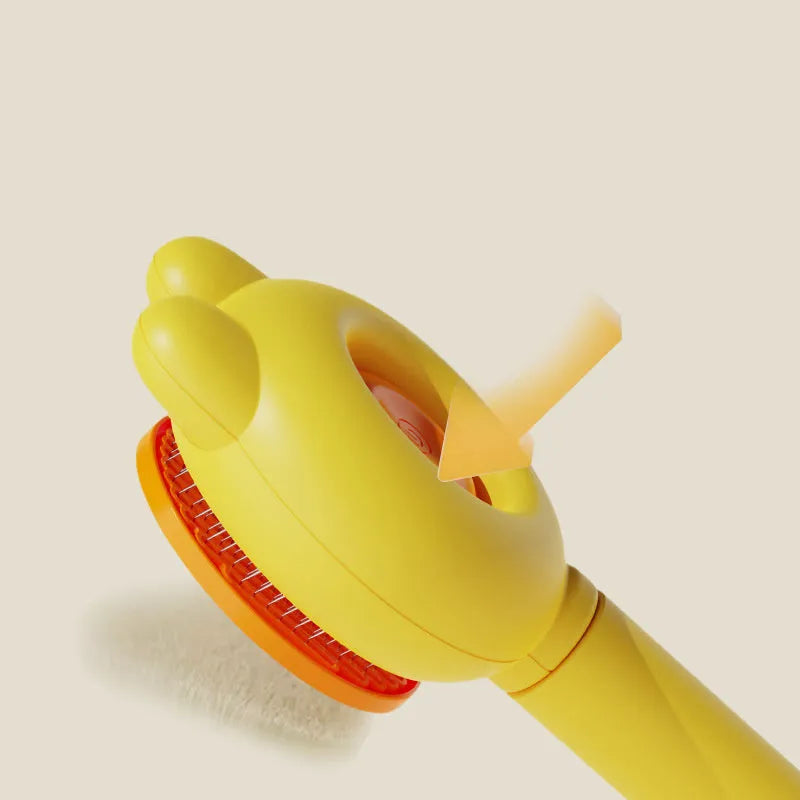 Self-cleaning pet grooming brush with release button in four colour options