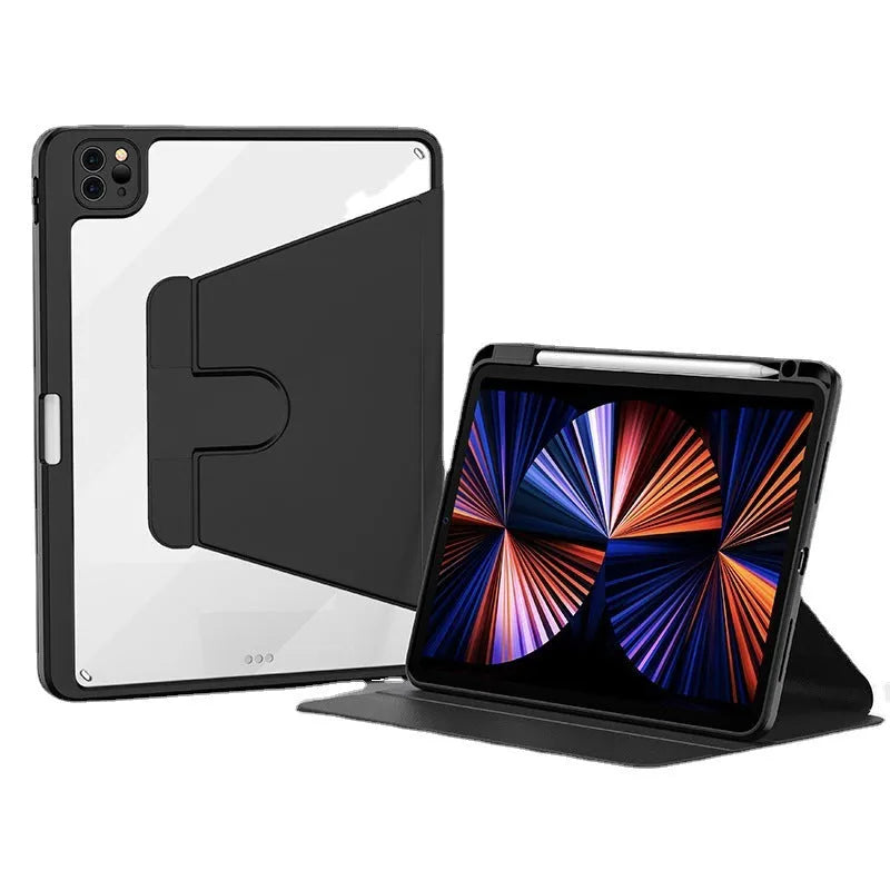 Swivel tablet holster with pen tray cover in faux leather for iPad Pro, Air, Mini and iPad 10.2-inch models