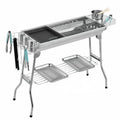 Stainless steel portable barbecue oven with charcoal grill and 72cm cooking width