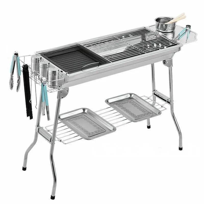 Stainless steel portable barbecue oven with charcoal grill and 72cm cooking width