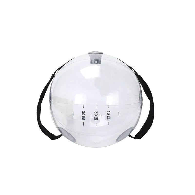 Transparent PVC inflatable water bag fitness ball, 38cm diameter, 720g empty, for sports and irrigation.