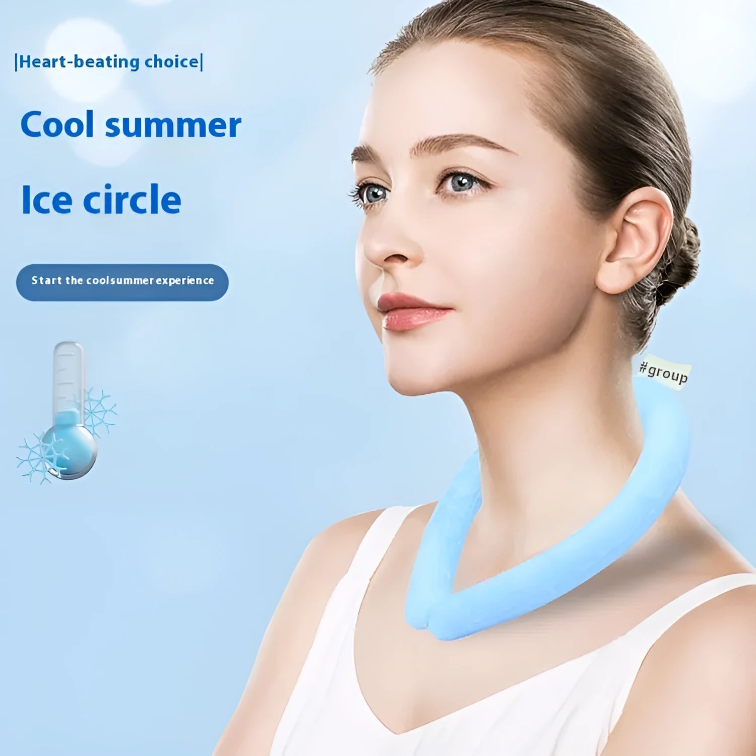 Cooling neck hanging ice ring in blue colour for outdoor sports heatstroke prevention
