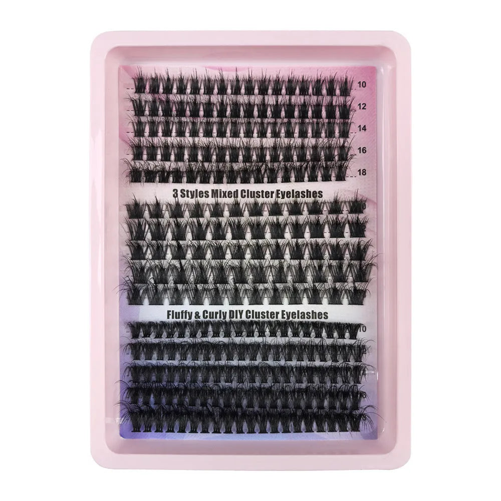 Mixed bundle of five different messy style false eyelashes in varied densities from 30D to 120D