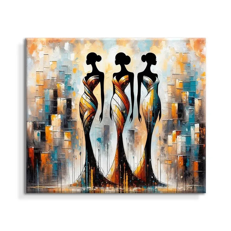 Large abstract handmade oil painting of African woman on canvas for modern home decoration