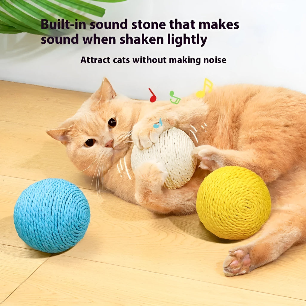 Oversized sisal ball cat toy 10CM in paper string, available in four colours