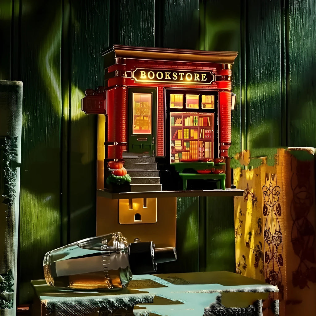 Small cartoon Christmas house night lamp ornament with decorative lighting on display