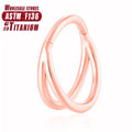 Titanium alloy fork nose ring piercing jewellery in silver, gold, black, or rose gold on a plain background.