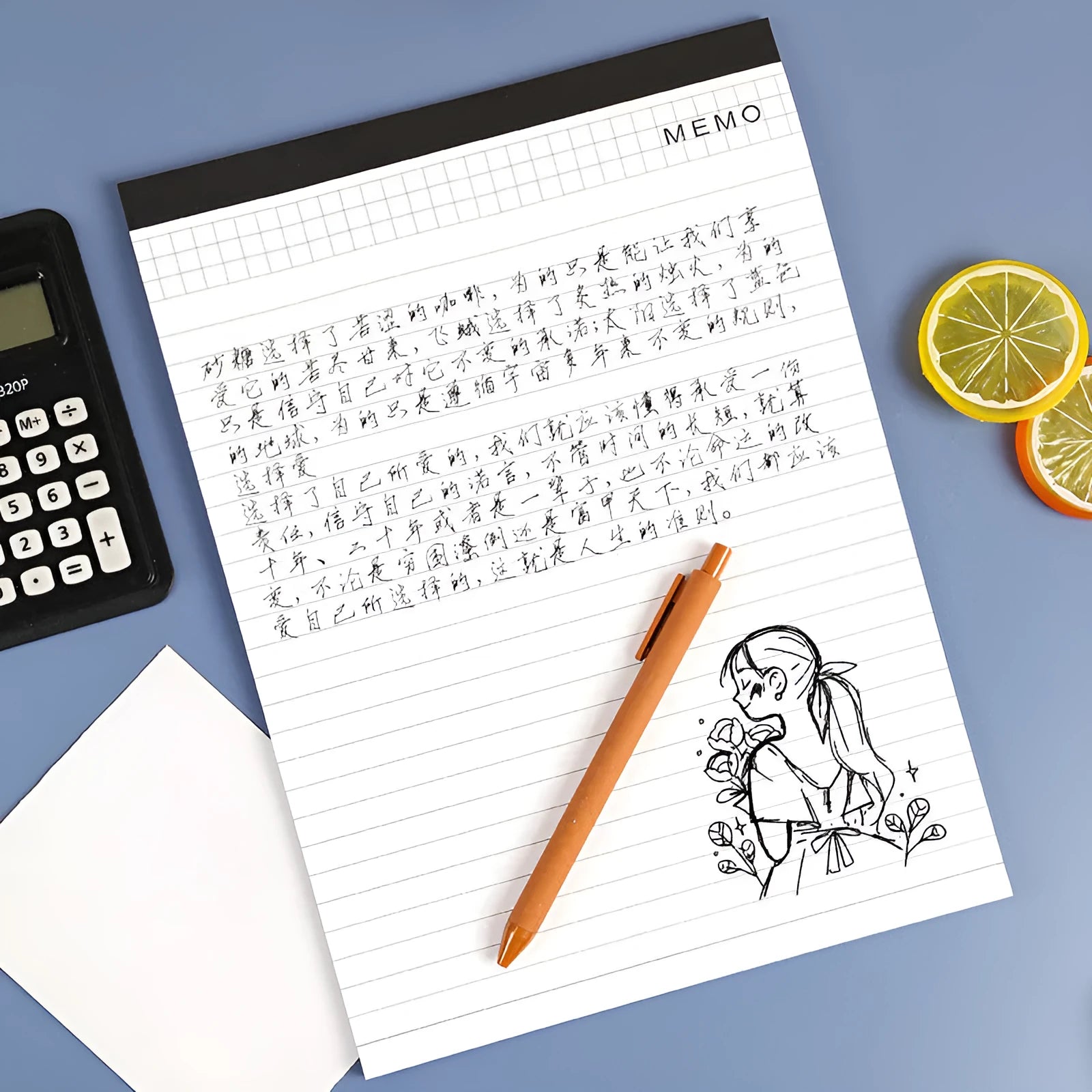 A4 tearable notebook with grid paper and wireless adhesive binding, shown in ivory white.