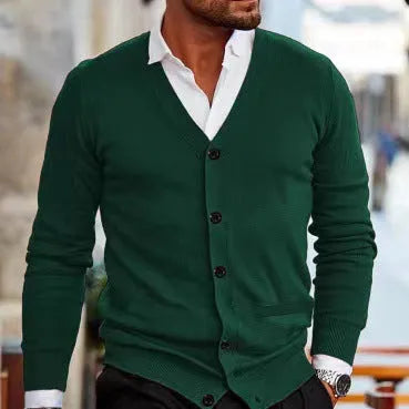 Men's slim fit acrylic cardigan sweater in multiple colours for autumn wear