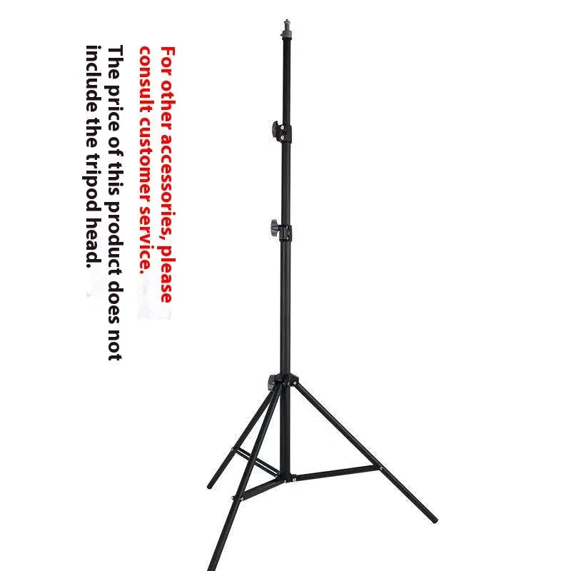 Frosted tripod light stand with mobile phone holder mounted, showing carbon steel construction
