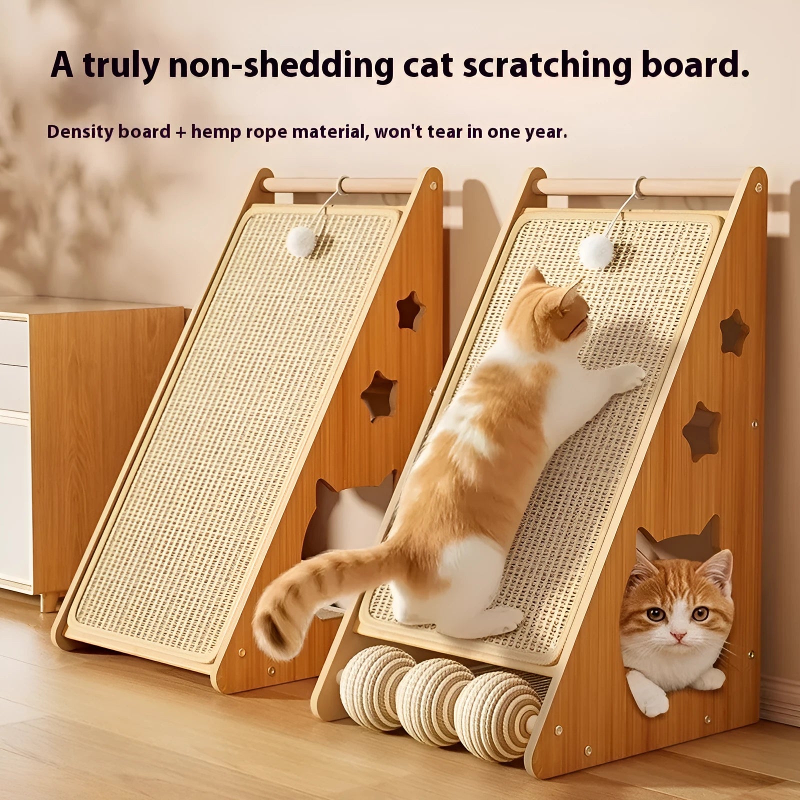 Vertical cat scratch board with wall mounting and hemp rope sisal scratching surface