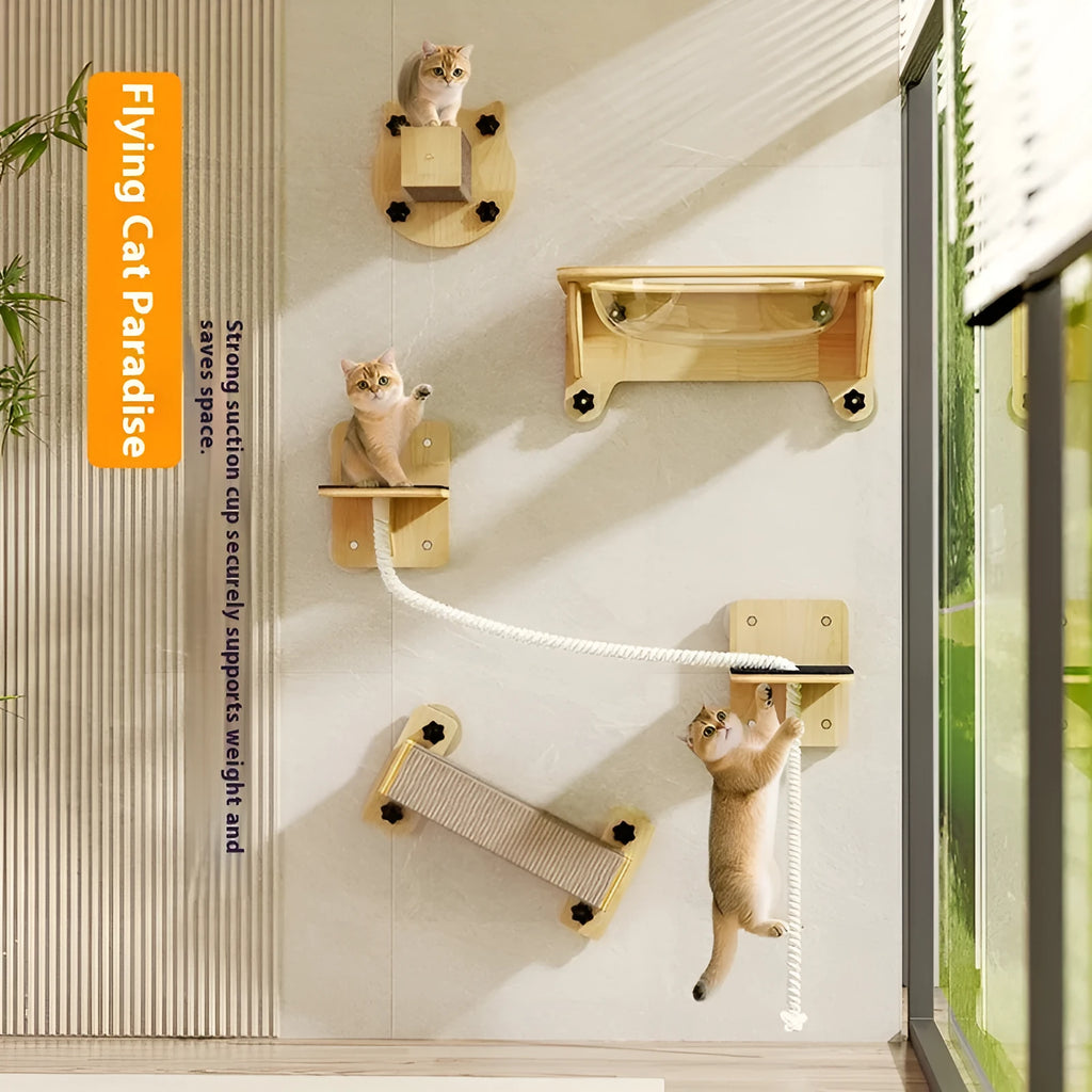 Space capsule suspended cat scratching chamfer with sisal climbing frame and multiple accessories