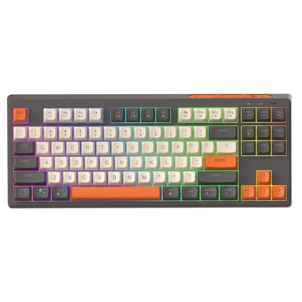 M87 wireless Bluetooth dual-mode mechanical-feel keyboard in blueberry colour with USB-C cable