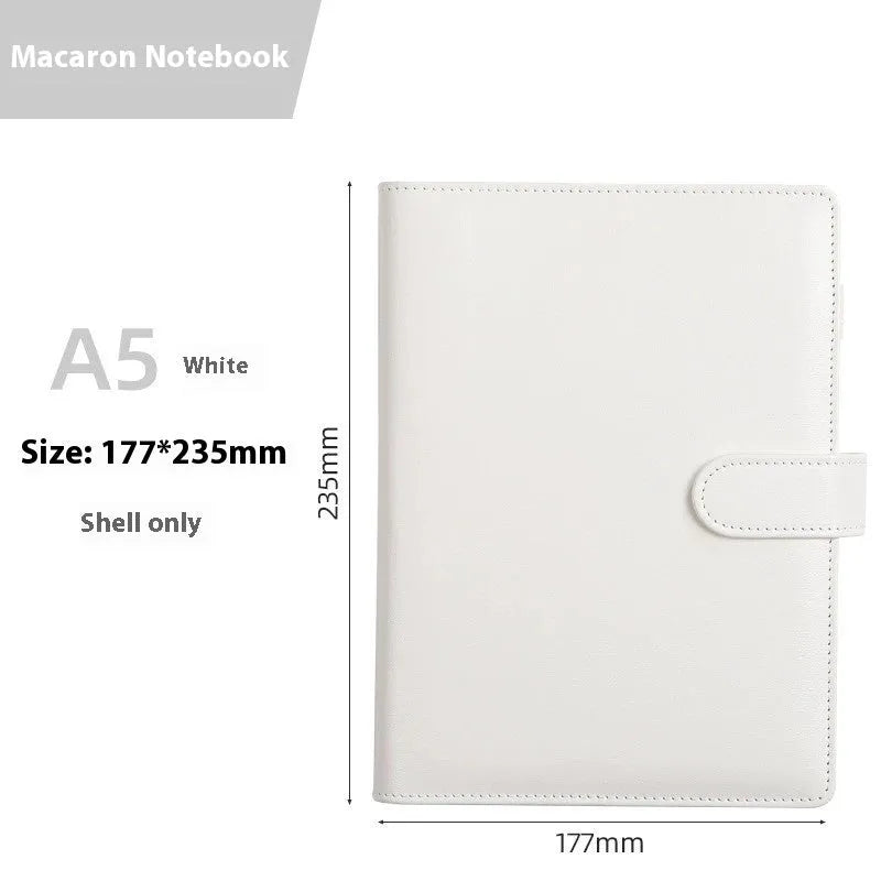 A5 PU leather zippered notebook shell in a solid colour, shown closed, for loose-leaf paper organisation.