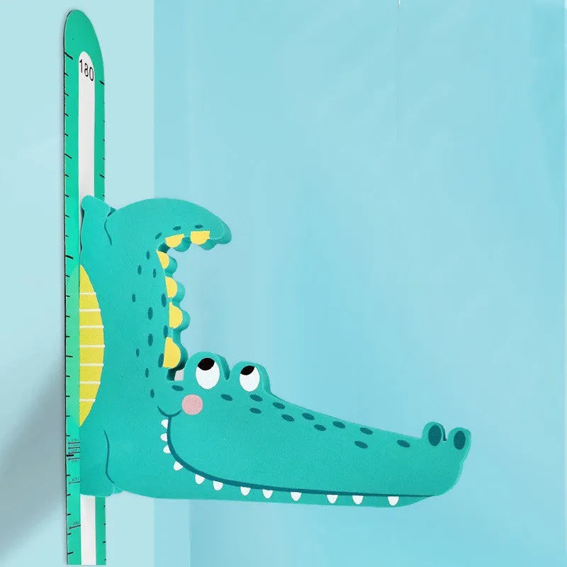 Children's cartoon magnetic crocodile stature foot wall sticker height chart with scale and erasable pen