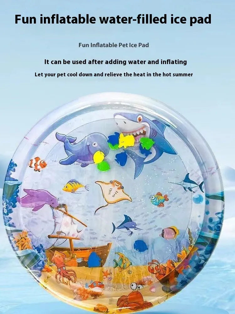 Summer cooling pet water bed PVC ice pad with underwater design for cats and dogs