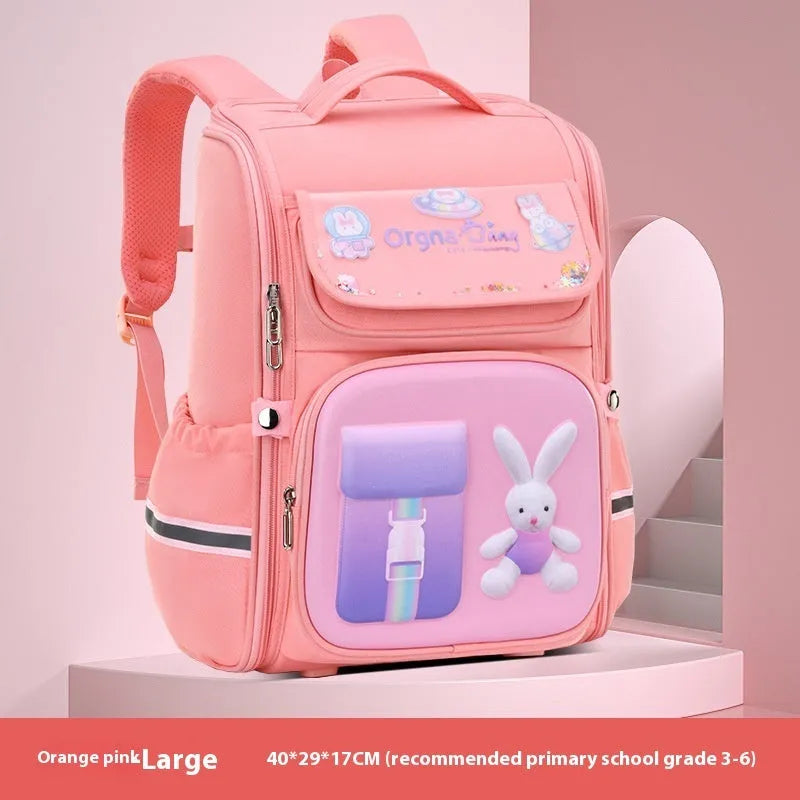 Children's cartoon backpack with animal patterns, Oxford cloth construction, and airpillow burden-reducing straps