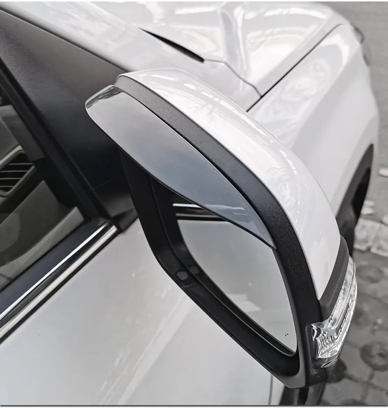 Mazda rear view mirror rain eyebrow in carbon fibre pattern or semi transparent style, one pair with adhesive tape